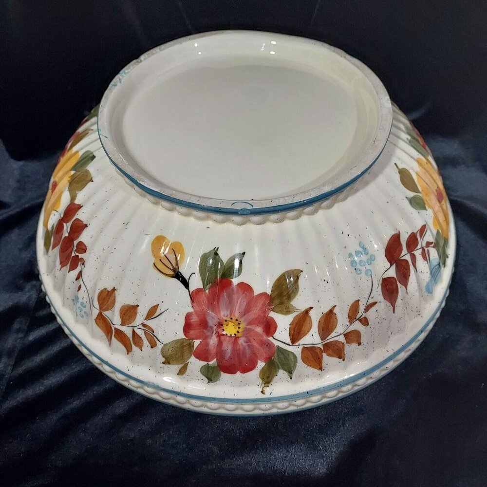 Royal Norfolk Red Yellow Flowers All Season 11"D Bowl Not Perfect - Picture 2 of 8